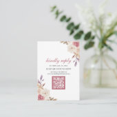 Stofris Roze Roze Bloemencode QR Code RSVP Huwelij Informatiekaartje (Staand voorkant)