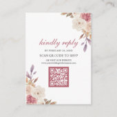 Stofris Roze Roze Bloemencode QR Code RSVP Huwelij Informatiekaartje (Voorkant)