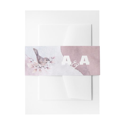 Stofrode waterverf bordeauxrood  uitnodigingen wikkel (Voorkant Voorbeeld)