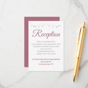 Stofrond op Witte Elegante Trouwreceptie Informatiekaartje