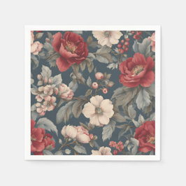 Stofrond Rode, Witte Blauwe Vintage Rozen Servet