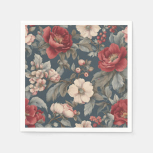 Stofrond Rode, Witte Blauwe Vintage Rozen Servet