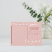 Stofronde Blush Roze Afstudeeruitnodiging Briefkaart (Staand voorkant)