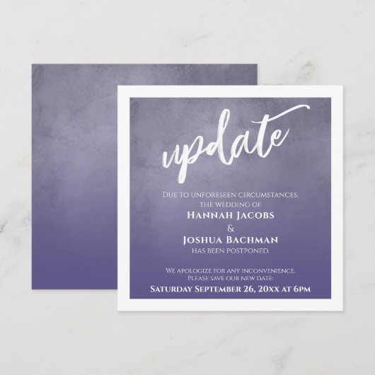 Stofronde Paarse Ombre Uitgestelde Trouw Updatekaa Kaart (Voorkant / Achterkant)
