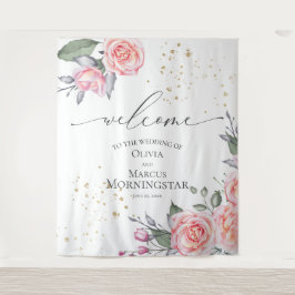 Stofronde Roze Blush Roze Bloem Huwelijksrekwisiet Wandkleed