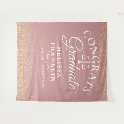 Stofróze afstudeerfoto-achtergrond voor rechtenfac wandkleed (Voorkant (horizontaal))