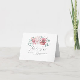 Stofróze Bloemen Elegante Dankjewel Bedankkaart