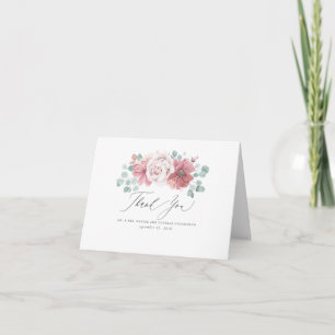 Stofróze Bloemen Elegante Dankjewel Bedankkaart