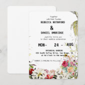 Stofróze bloemen trouwuitnodiging stap voor stap kaart (Voorkant / Achterkant)