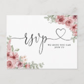 Stofróze bloemhart script liedverzoekkaart uitnodiging briefkaart (Voorkant)