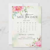 Stofróze bloemige boho Save the Date kaart (Voorkant)