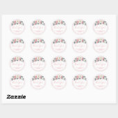 Stofróze bloemige dank je sticker (Vel)