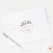 Stofróze bloemige dank je sticker (Envelop)