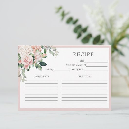 Stofróze bloemkaarten bedankkaart (Staand voorkant)