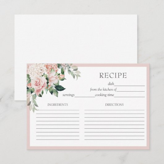 Stofróze bloemkaarten bedankkaart (Voorkant / Achterkant)