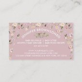 Stofroze bloempatroon Botanische Baby Sitter Visitekaartje (Achterkant)