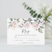 Stofróze Blush Roze Bloemen Trouw Verlovingsfeest RSVP Kaartje (Staand voorkant)