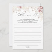 Stofroze Boho Chic Wie Ben Ik Bruidsdouche Spel Kaart (Voorkant)