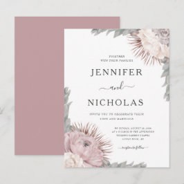 Stofróze Boho Gedroogde Bloemen Huwelijksuitnodigi Uitnodiging Briefkaart