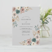 Stofróze Botanische Whimsy Bruiloft Kaart (Staand voorkant)
