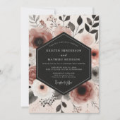 Stofróze Botanische Whimsy Bruiloft Kaart (Voorkant)