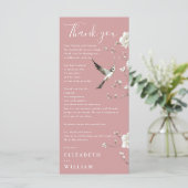 Stofróze Chinoiserie Trouw Dankkaart Menu (Staand voorkant)