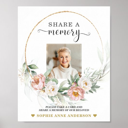 Stofróze Delen van een Herinnering Funeral Card Bo Poster (Voorkant)