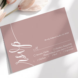 Stofróze Elegante Kalligrafie Huwelijks RSVP Kaart
