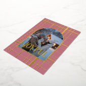 Stofroze en gouden geruite Kerstvakantie Foto Folie Feestdagenkaart (Gedraaid)