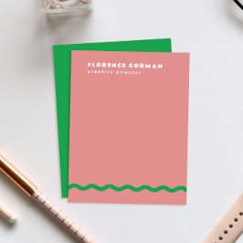 Stofroze en groene golvende frame persoonlijke bedankkaart