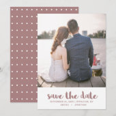 Stofróze en witte stippen foto save the date (Voorkant / Achterkant)