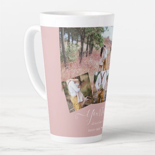 Stofroze foto-collage Huwelijkscadeau op maat Latte Mok (Linkerhoek)
