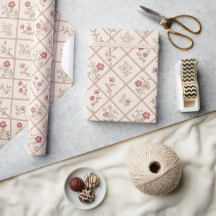Stofróze Franse Bloemige Vintage Cadeaupapier
