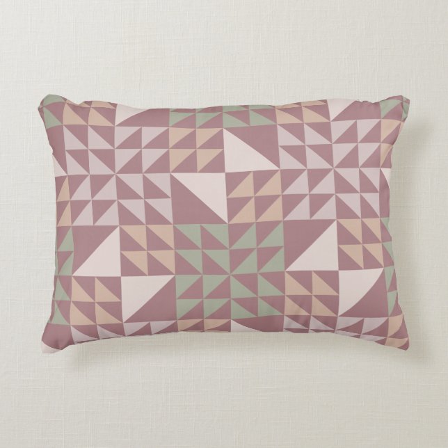 Stofroze geometrisch quiltpatroon werpkussen accent kussen (Voorkant)