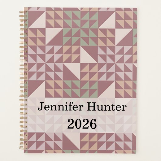 Stofroze geometrische quiltpatroon planner (Voorkant)