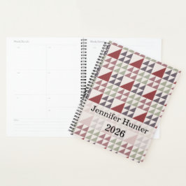 Stofroze geometrische quiltpatroon planner