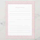 Stofróze geruite babyshower receptkaart (Achterkant)