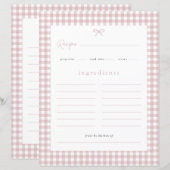 Stofróze geruite babyshower receptkaart (Voorkant / Achterkant)