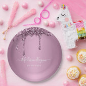 Stofróze Glitter Bruiloft Papieren Bordje (Feest)