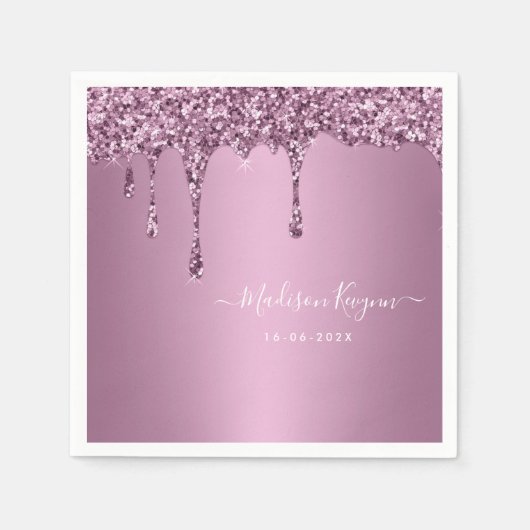 Stofróze Glitter Bruiloft Servet (Voorkant)