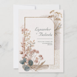 Stofroze Goud Folie Eucalyptus Bruiloft Kaart