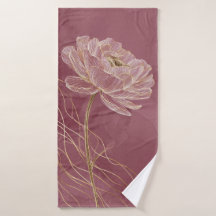 Stofroze Gouden Bloem Lijn Kunst Elegant