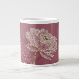 Stofroze Gouden Bloem Lijn Kunst Elegant Grote Koffiekop