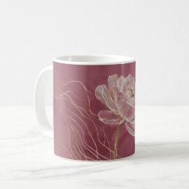 Stofroze Gouden Bloem Lijn Kunst Elegant Koffiemok