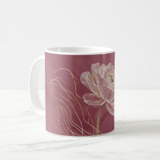 Stofroze Gouden Bloem Lijn Kunst Elegant Koffiemok