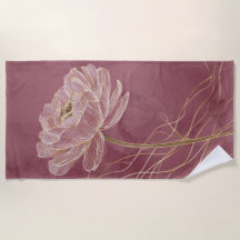 Stofroze Gouden Bloem Lijn Kunst Elegant