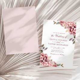 Stofróze Hortensia Huwelijksuitnodigingskaart Kaart