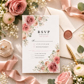 Stofróze Huwelijks RSVP Kaart
