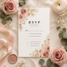 Stofróze Huwelijks RSVP Kaart