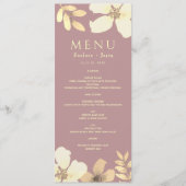 Stofróze kalligrafie huwelijksmenu menu (Voorkant)